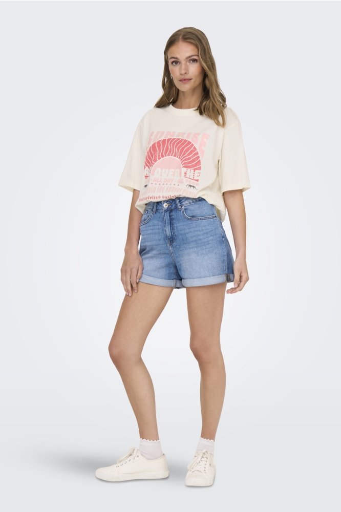 JDYCARLA S/S WASHED PRINT TOP JRS 15341561 CLOUD DANCER/ SUNRISE